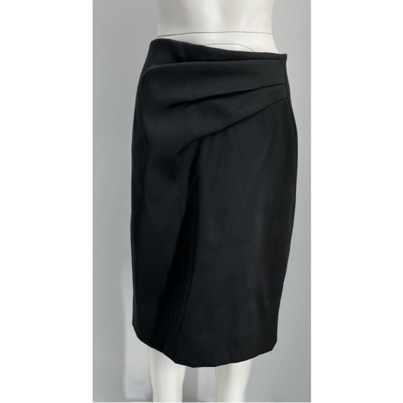 NWT Oscar De La Renta F13 Duchess Waist Ruched Skirt in Black sz 10
